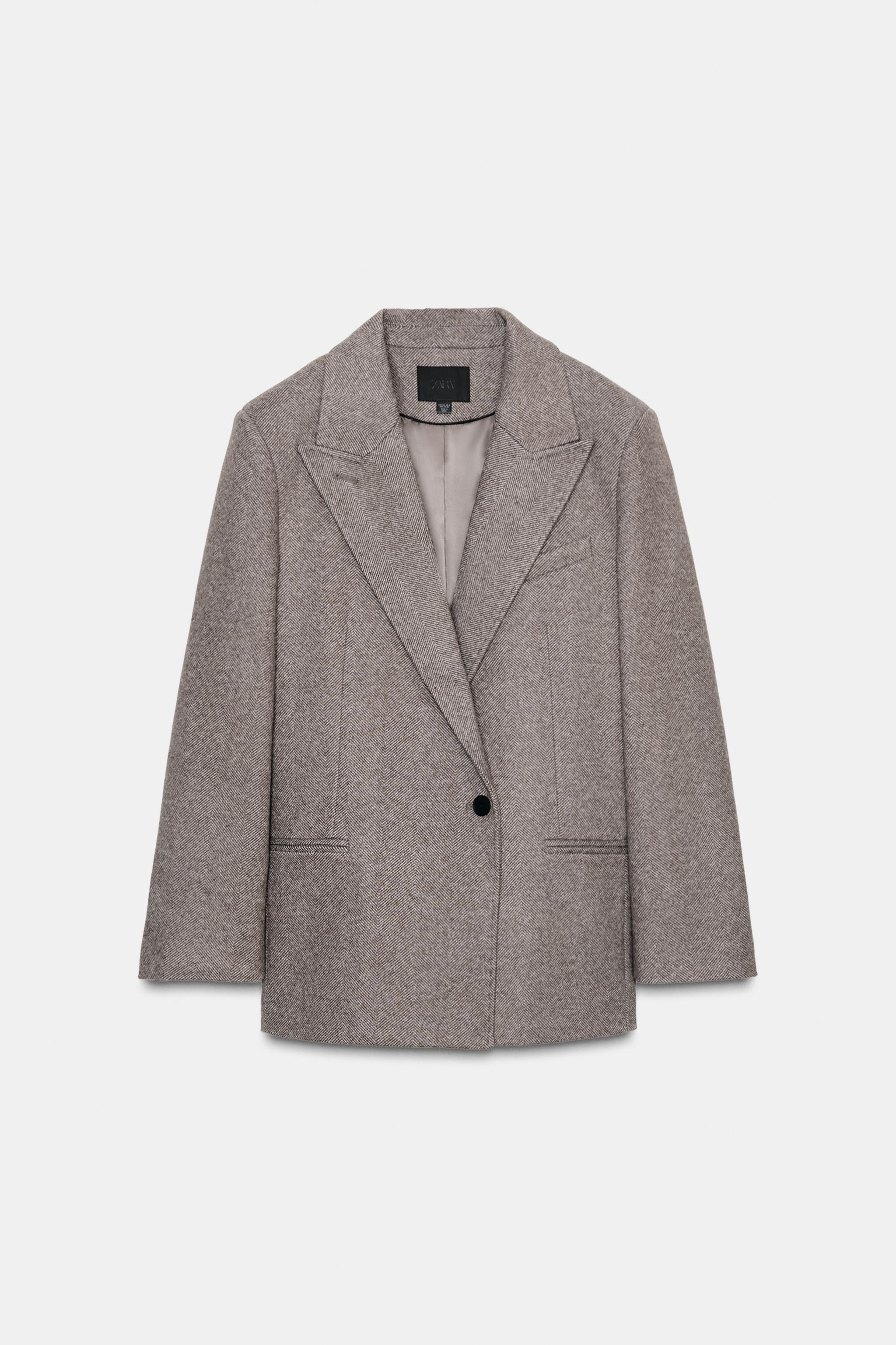 HERRINGBONE BLAZER WITH SHOULDER PADS